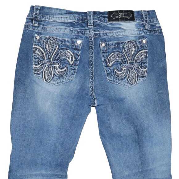 Miss Me Jeans Women’s 29/10 Easy Boot Bling Thick Stitch Western Blue Jeans - Picture 5 of 11
